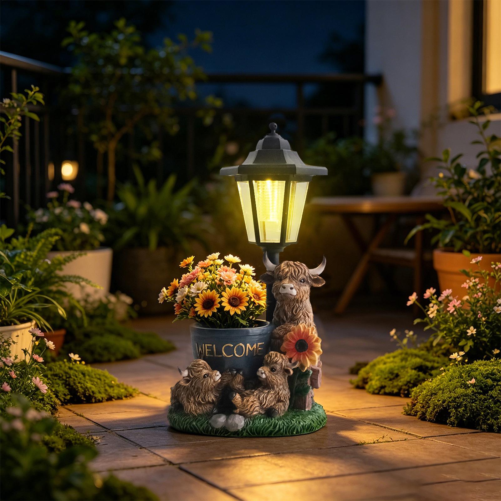 Up Lighting Decor - Dekoracyjna figurka krowy z żywicy, zasilana