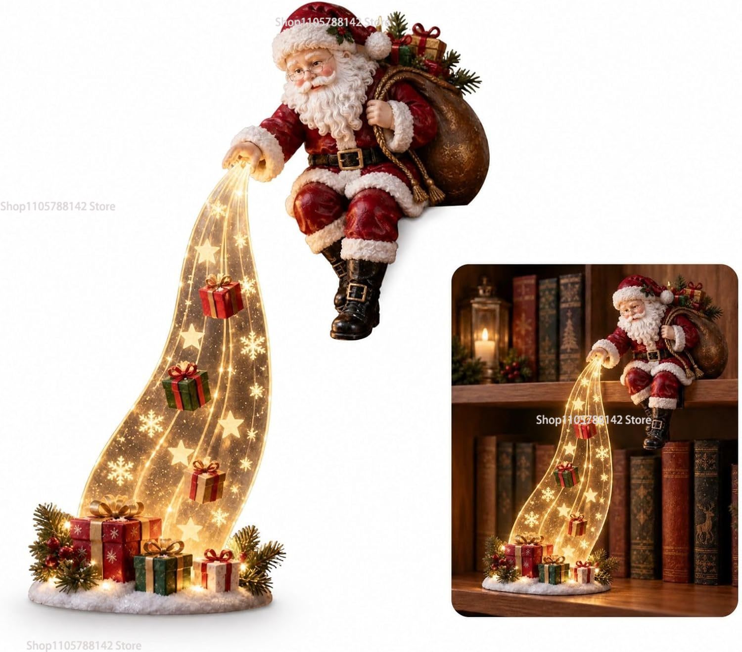 Lighting Christmas Decor - Świąteczna dekoracja półki z podświetlaną sceną,